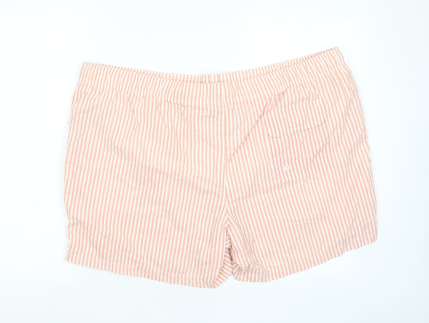 Marks and Spencer Mens Red Striped Cotton Bermuda Shorts Size 4XL L6 in Regular Drawstring - Pockets