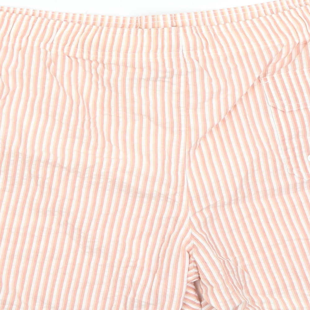 Marks and Spencer Mens Red Striped Cotton Bermuda Shorts Size 4XL L6 in Regular Drawstring - Pockets