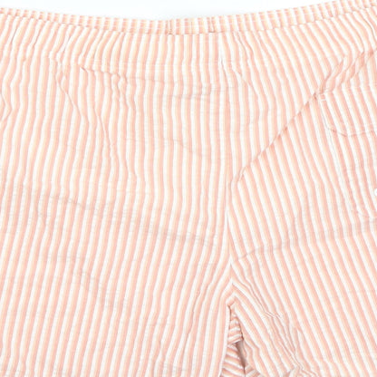 Marks and Spencer Mens Red Striped Cotton Bermuda Shorts Size 4XL L6 in Regular Drawstring - Pockets