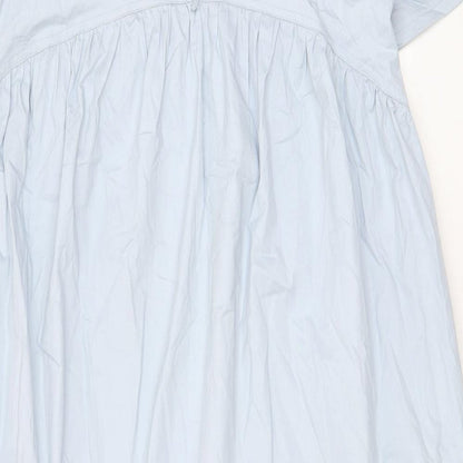 COLLUSION Womens Blue Cotton A-Line Size 10 Crew Neck Tie - Pleated