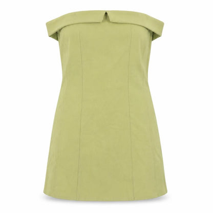 Urban Outfitters Womens Green Viscose Bodycon Size L Off the Shoulder Zip - Bandeau Dress