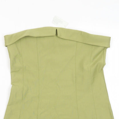 Urban Outfitters Womens Green Viscose Bodycon Size L Off the Shoulder Zip - Bandeau Dress
