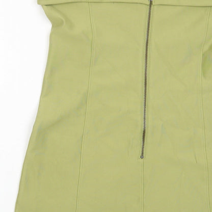 Urban Outfitters Womens Green Viscose Bodycon Size L Off the Shoulder Zip - Bandeau Dress