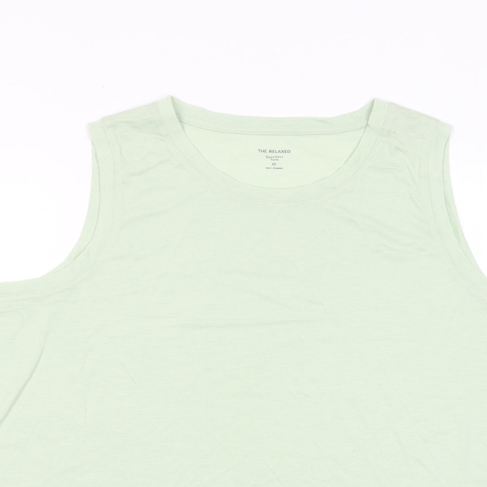 Marks and Spencer Womens Green Viscose Basic Tank Size 20 Scoop Neck