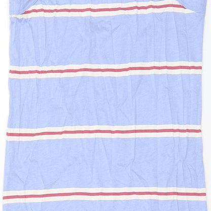 Marks and Spencer Womens Blue Striped Cotton Tank Dress Size S Crew Neck Pullover