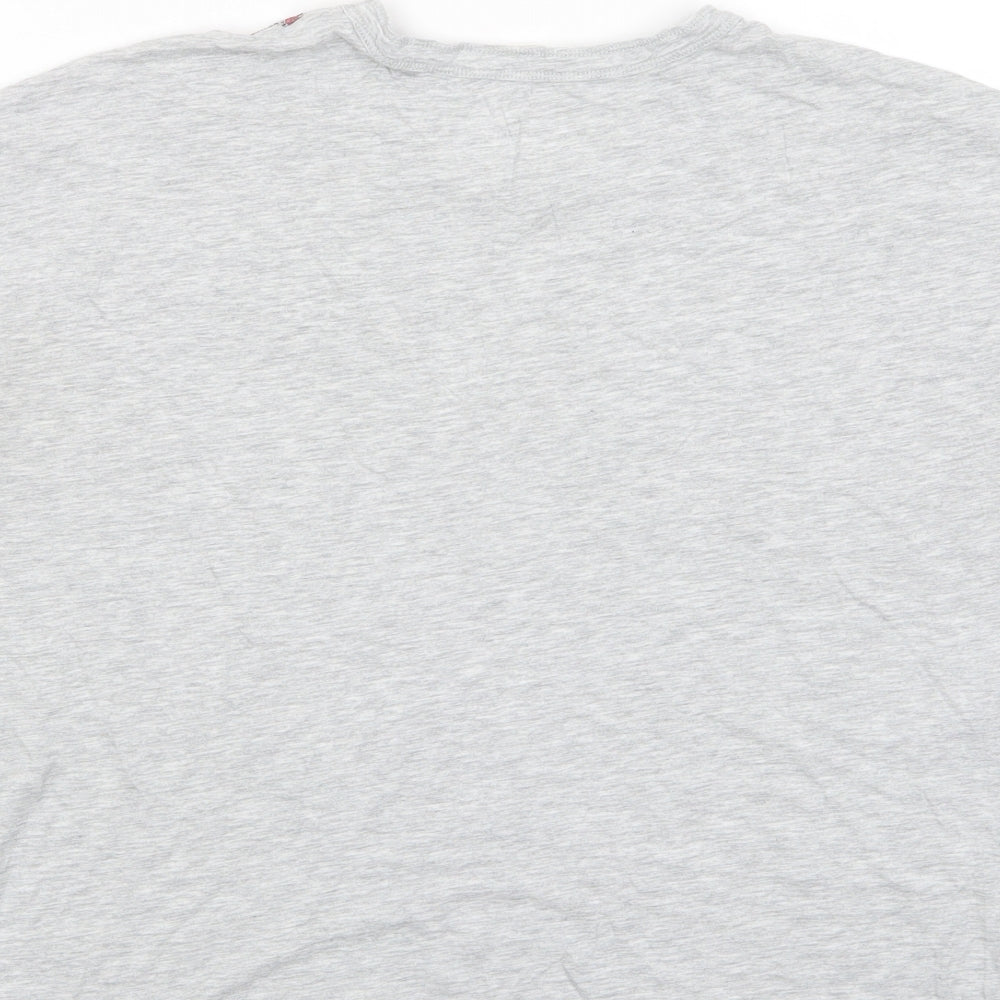 Indigo Womens Grey Floral Viscose Basic T-Shirt Size 12 Crew Neck