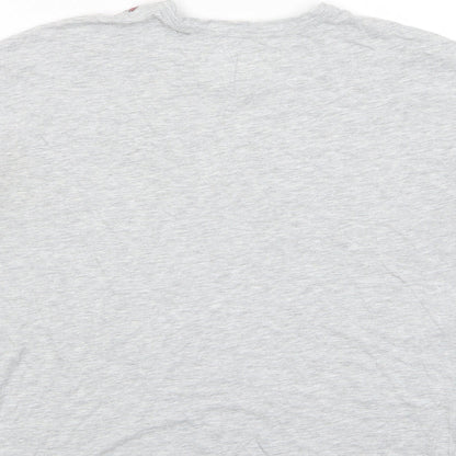 Indigo Womens Grey Floral Viscose Basic T-Shirt Size 12 Crew Neck