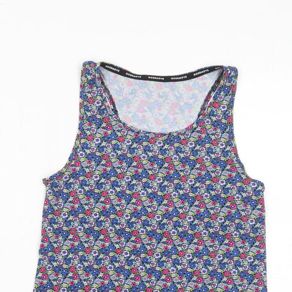 GOODMOVE Womens Multicoloured Floral Polyester Basic Tank Size 6 Scoop Neck Pullover