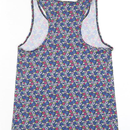 GOODMOVE Womens Multicoloured Floral Polyester Basic Tank Size 6 Scoop Neck Pullover