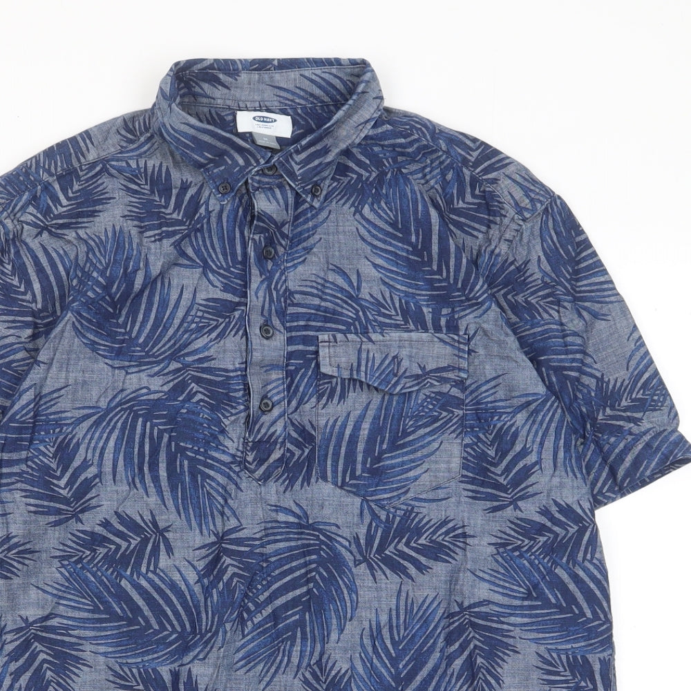 Old Navy Mens Blue Geometric Cotton Polo Size M Collared Button