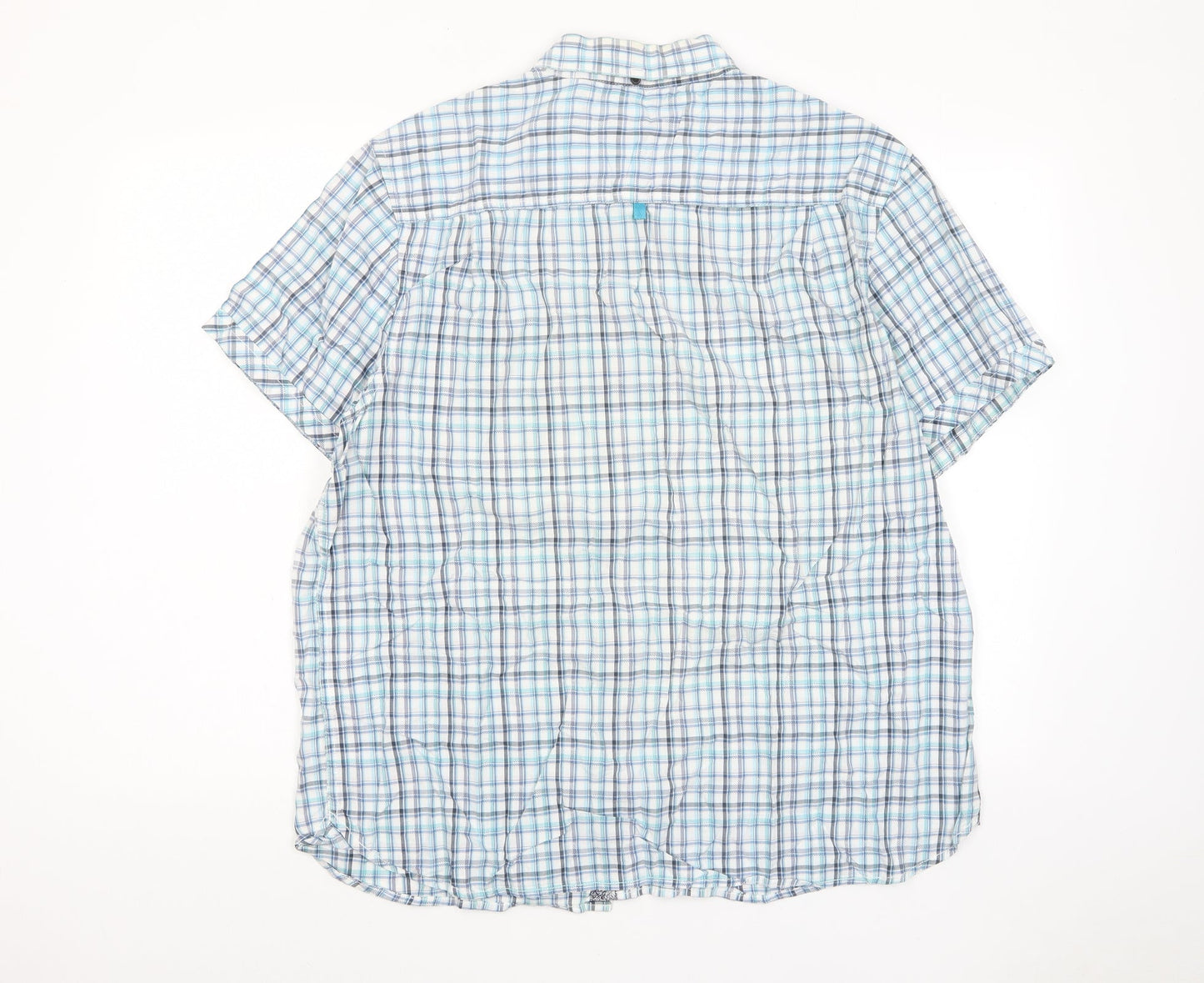 RJR.John Rocha Mens Blue Plaid Cotton Button-Up Size XL Collared Button - Pocket