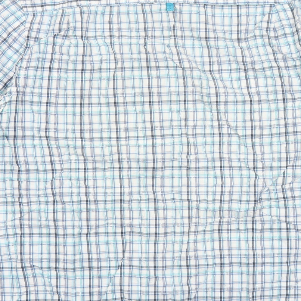 RJR.John Rocha Mens Blue Plaid Cotton Button-Up Size XL Collared Button - Pocket