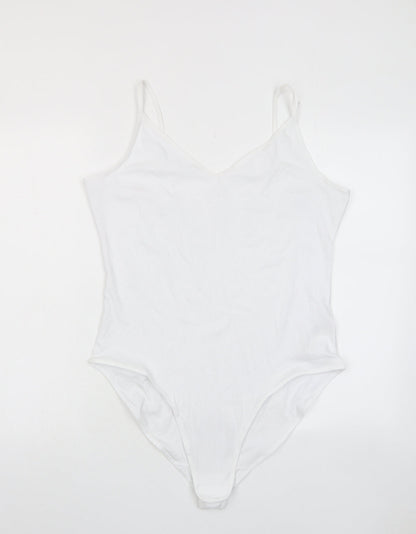 Marks and Spencer Womens White Cotton Bodysuit One-Piece Size 22 Snap
