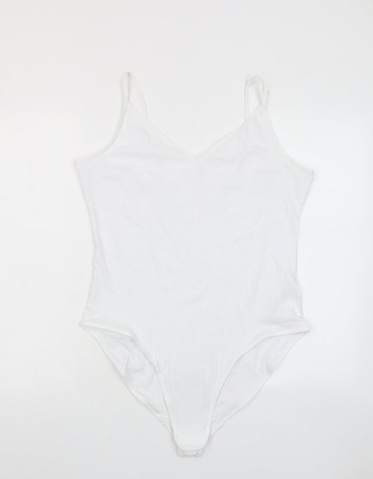 Marks and Spencer Womens White Cotton Bodysuit One-Piece Size 22 Snap