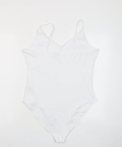 Marks and Spencer Womens White Cotton Bodysuit One-Piece Size 22 Snap