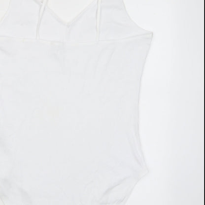Marks and Spencer Womens White Cotton Bodysuit One-Piece Size 22 Snap