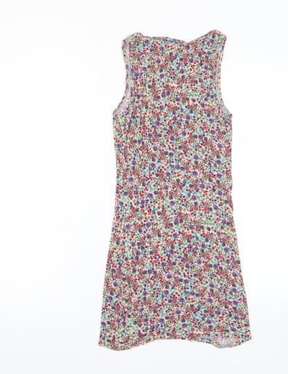 Warehouse Womens Multicoloured Floral Viscose Bodycon Size 6 Scoop Neck Pullover