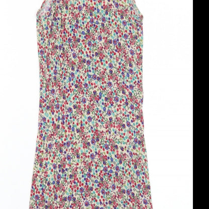Warehouse Womens Multicoloured Floral Viscose Bodycon Size 6 Scoop Neck Pullover