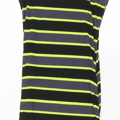 H&M Womens Multicoloured Striped Polyester Bodycon Size XS Crew Neck Pullover - Ruched Sides