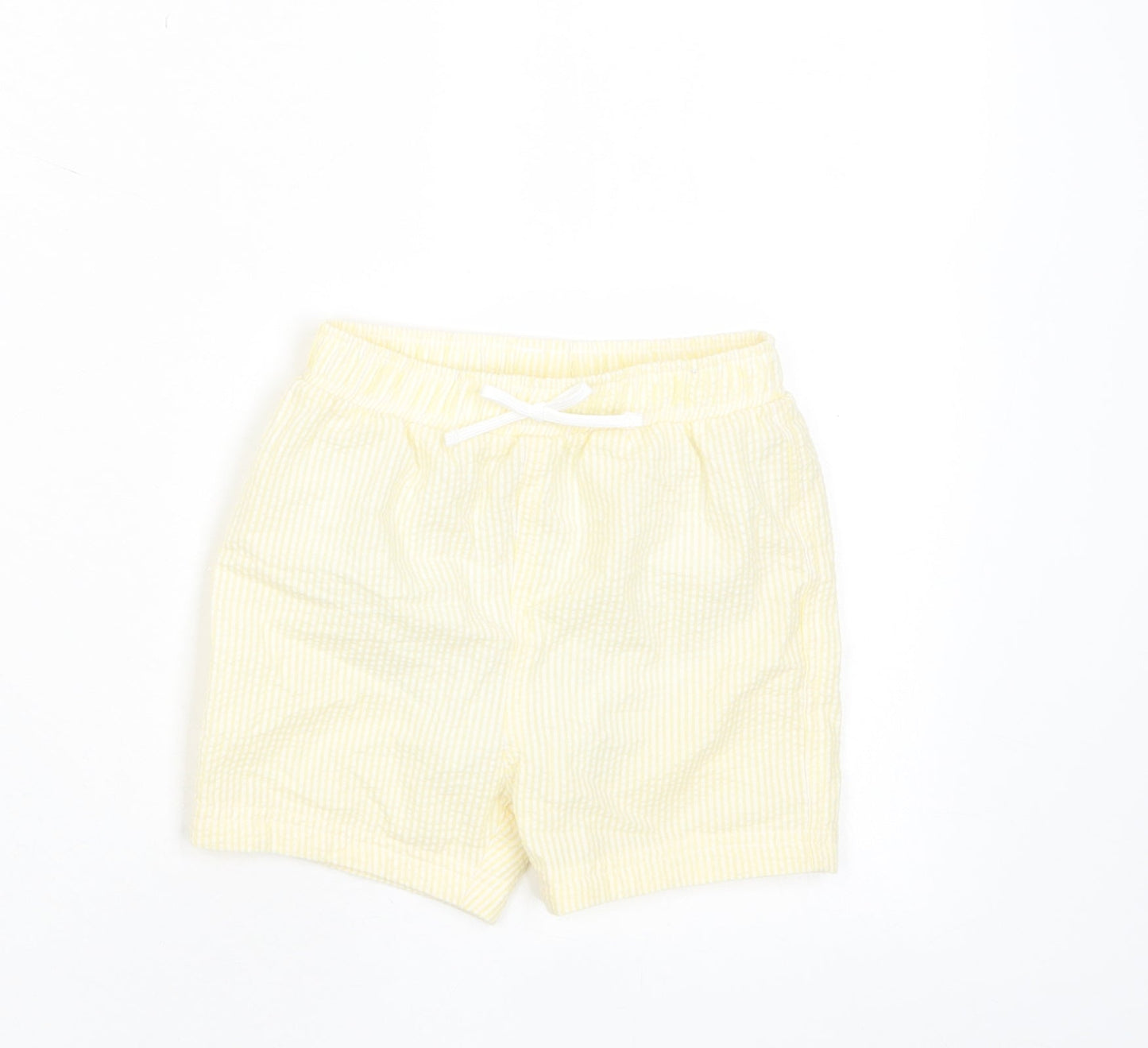 Marks and Spencer Boys Yellow Plaid Cotton Cropped Trousers Size 18-24 Months Drawstring