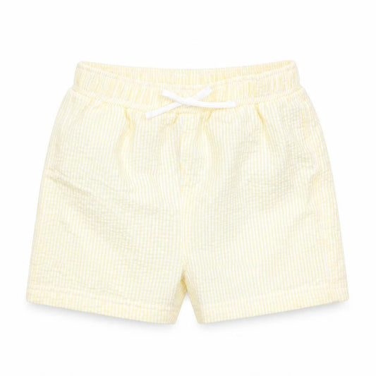 Marks and Spencer Boys Yellow Plaid Cotton Cropped Trousers Size 18-24 Months Drawstring