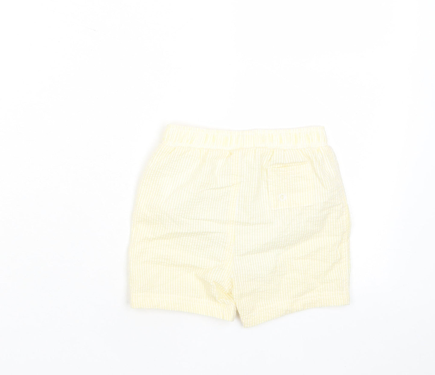 Marks and Spencer Boys Yellow Plaid Cotton Cropped Trousers Size 18-24 Months Drawstring