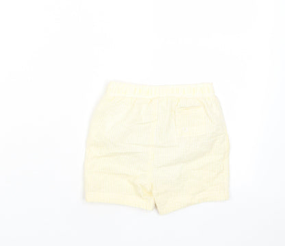 Marks and Spencer Boys Yellow Plaid Cotton Cropped Trousers Size 18-24 Months Drawstring