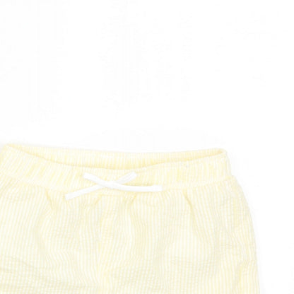 Marks and Spencer Boys Yellow Plaid Cotton Cropped Trousers Size 18-24 Months Drawstring