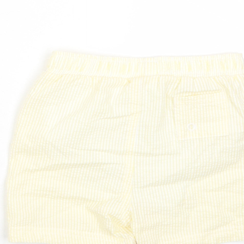 Marks and Spencer Boys Yellow Plaid Cotton Cropped Trousers Size 18-24 Months Drawstring