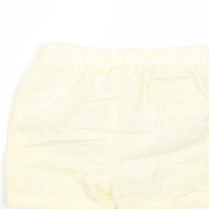 Marks and Spencer Boys Yellow Plaid Cotton Cropped Trousers Size 18-24 Months Drawstring