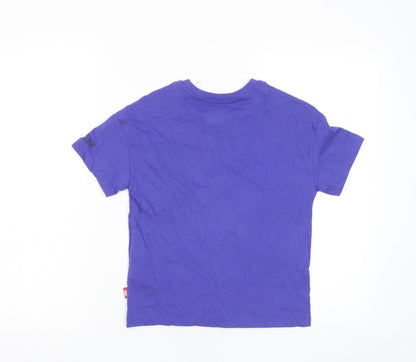 Marks and Spencer Girls Purple Cotton Basic T-Shirt Size 7-8 Years Crew Neck Pullover - Marvel