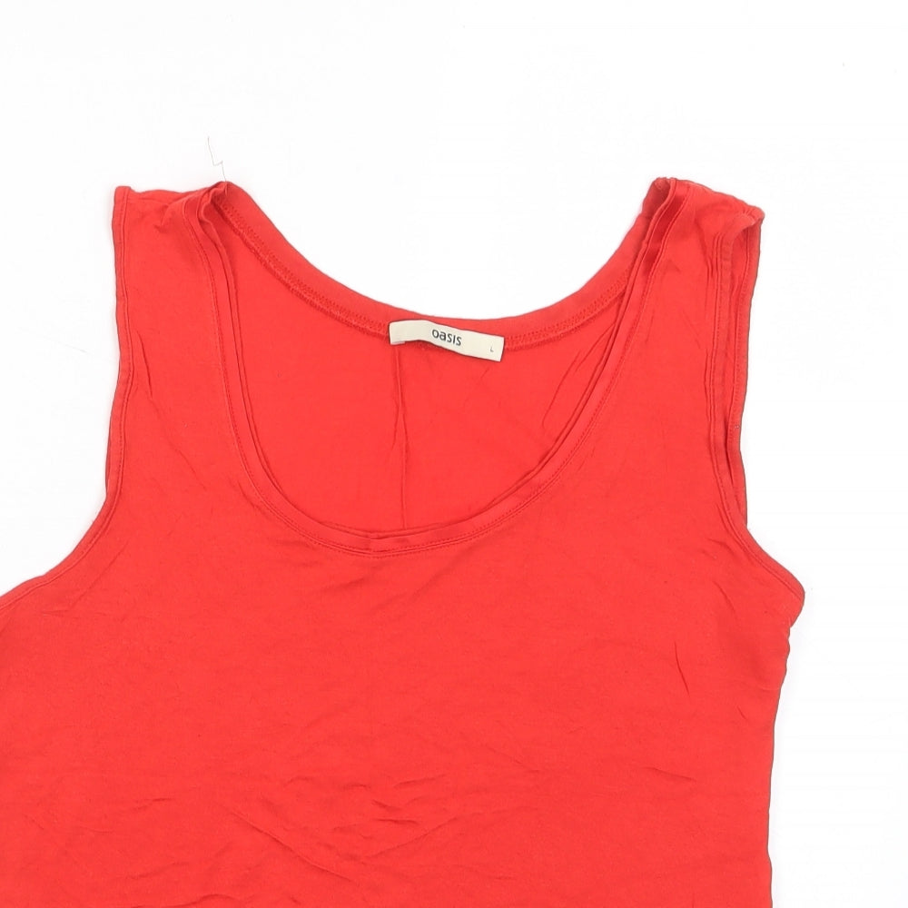 Womens UK Size L Oasis Red Basic T-Shirt