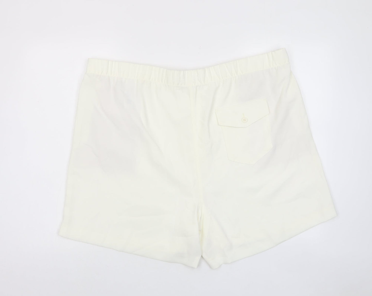 Marks and Spencer Womens Ivory Polyester Basic Shorts Size 24 L6 in Regular Pull On - Pockets