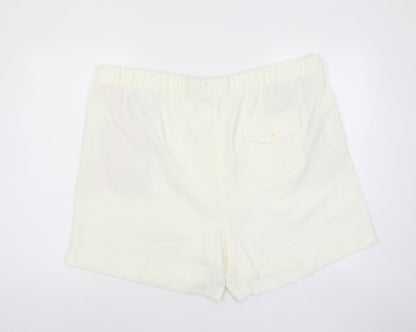 Marks and Spencer Womens Ivory Polyester Basic Shorts Size 24 L6 in Regular Pull On - Pockets