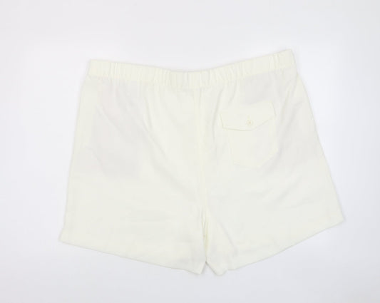 Marks and Spencer Womens Ivory Polyester Basic Shorts Size 24 L6 in Regular Pull On - Pockets