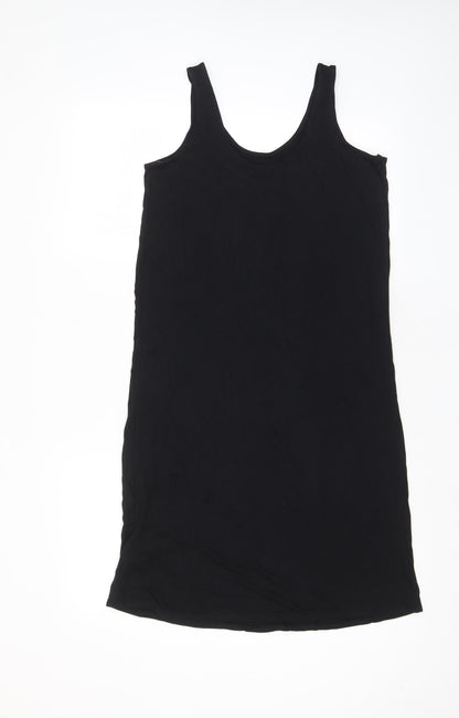 Marks and Spencer Womens Black Viscose Tank Dress Size S Scoop Neck Pullover