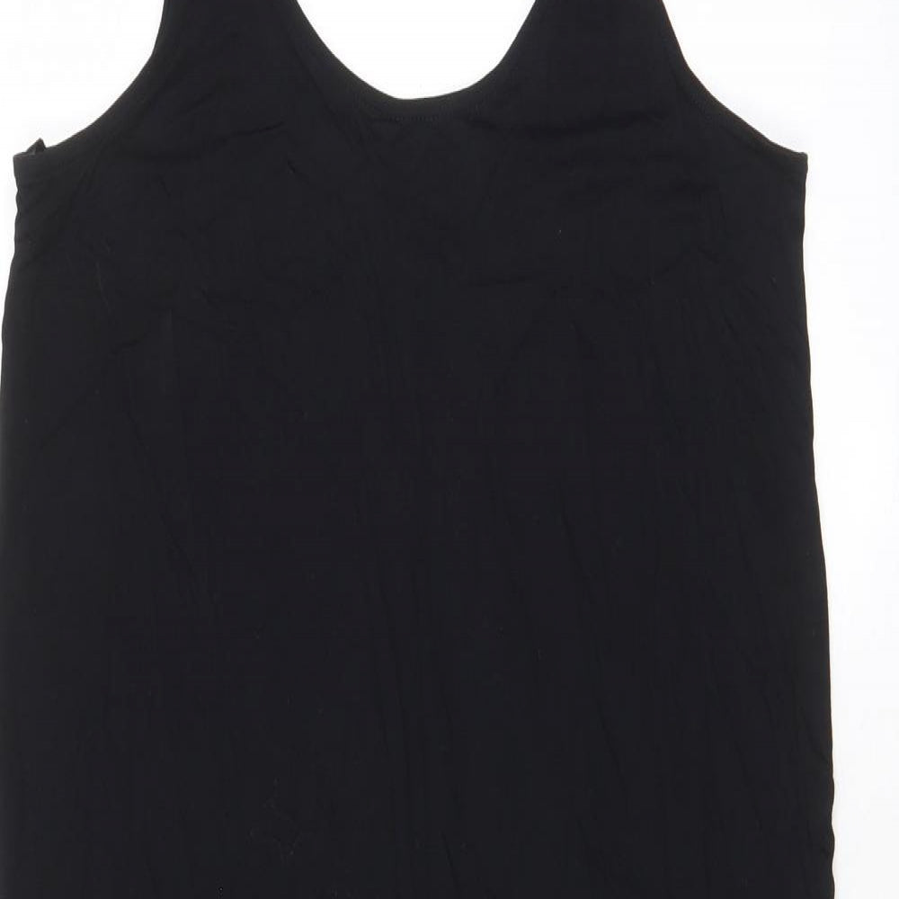Marks and Spencer Womens Black Viscose Tank Dress Size S Scoop Neck Pullover