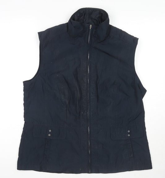 Barbara Lebek Womens Blue Gilet Jacket Size 16 Zip