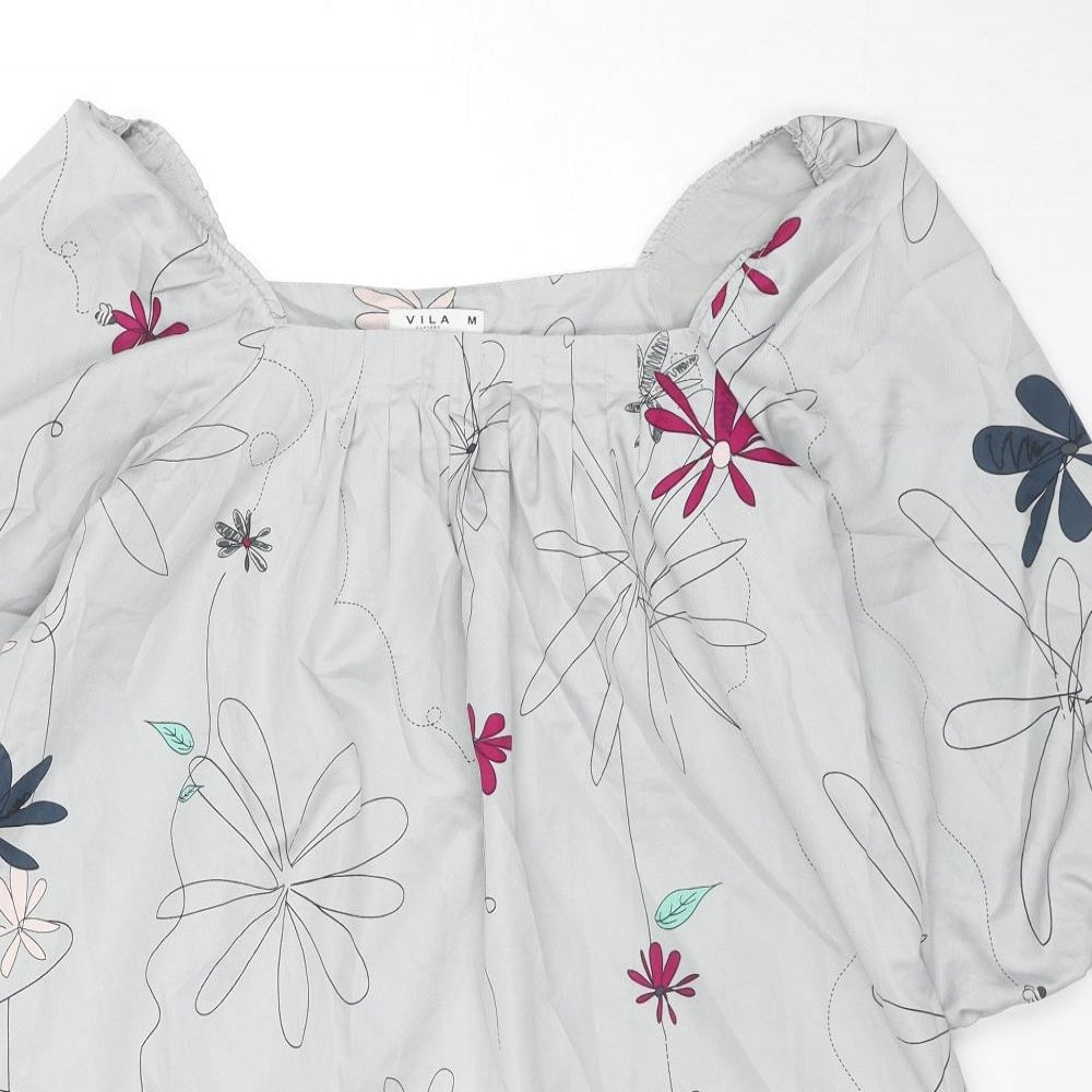 Womens UK Size M VILA Grey Tunic Blouse