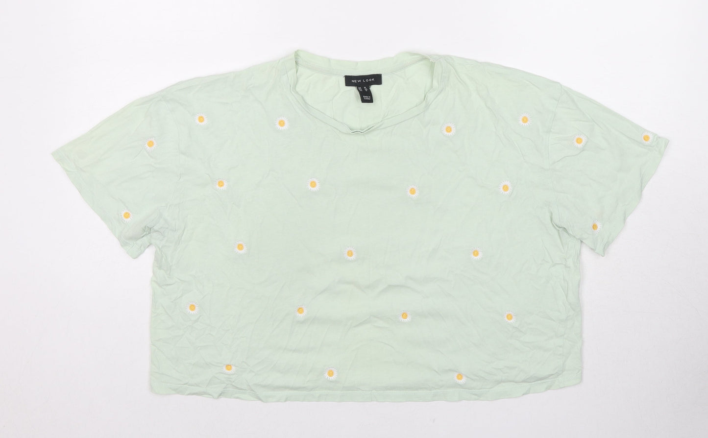 Womens UK Size 16 New Look Green Cropped T-Shirt