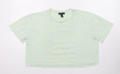 Womens UK Size 16 New Look Green Cropped T-Shirt
