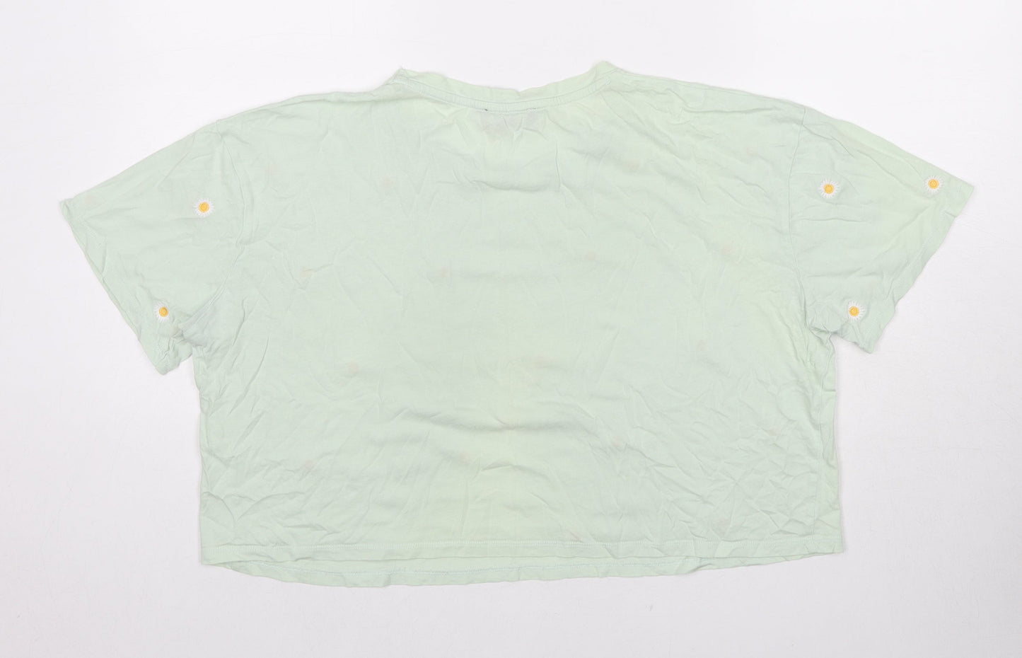 Womens UK Size 16 New Look Green Cropped T-Shirt