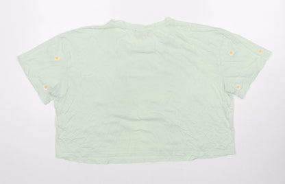 Womens UK Size 16 New Look Green Cropped T-Shirt