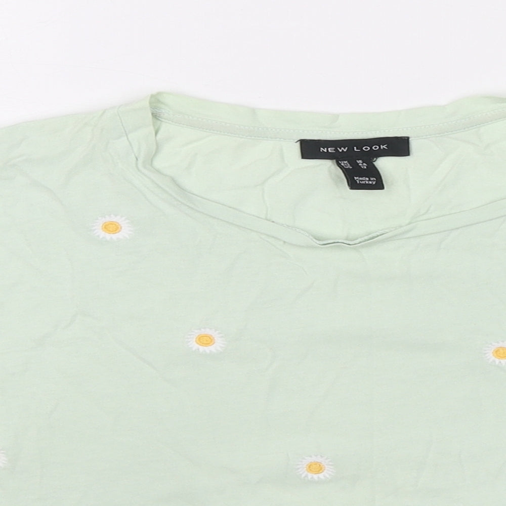 Womens UK Size 16 New Look Green Cropped T-Shirt