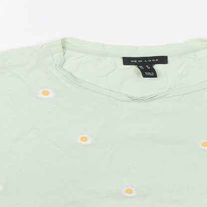 Womens UK Size 16 New Look Green Cropped T-Shirt