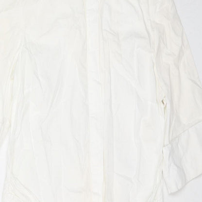 Warehouse Womens White Cotton Shirt Dress Size 10 Collared Button - Belted