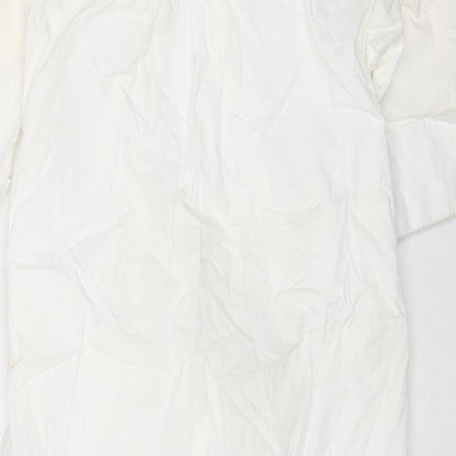 Warehouse Womens White Cotton Shirt Dress Size 10 Collared Button - Belted