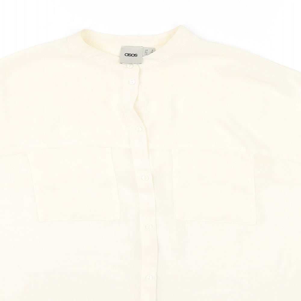 Womens UK Size 6 ASOS Ivory Basic Button-Up