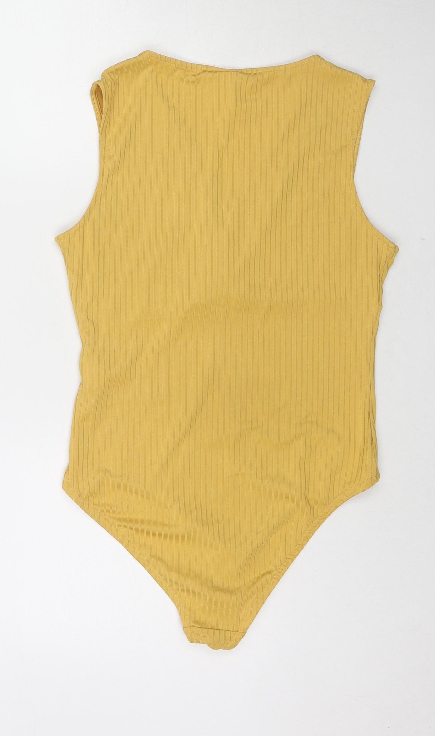 H&M Womens Yellow Viscose Bodysuit One-Piece Size M Snap