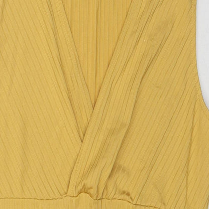 H&M Womens Yellow Viscose Bodysuit One-Piece Size M Snap